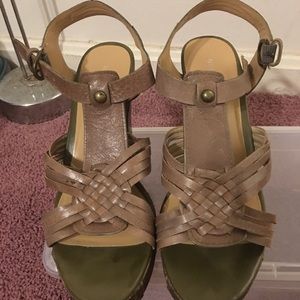 Army green and tan sandal